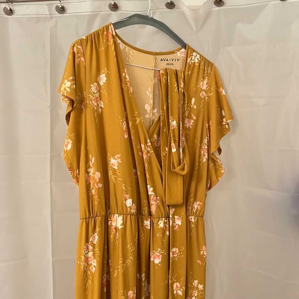 Long mustard floral dress